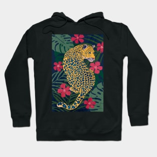 Leopard Among the Flowers Blue Hoodie